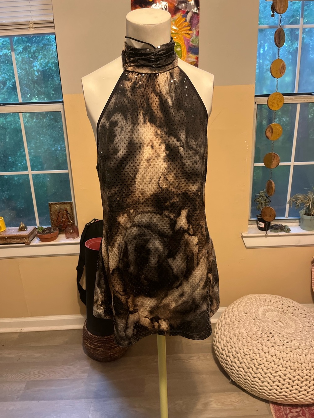 Y2K Halter Neck Women's Top in Black & Tan